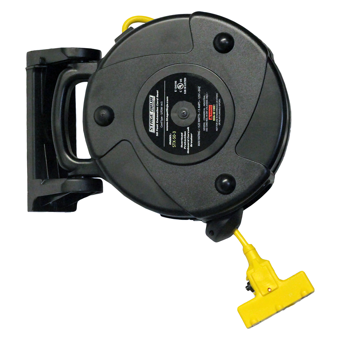 14 AWG 50ft Retractable Power Cable Reel Stage Ninja