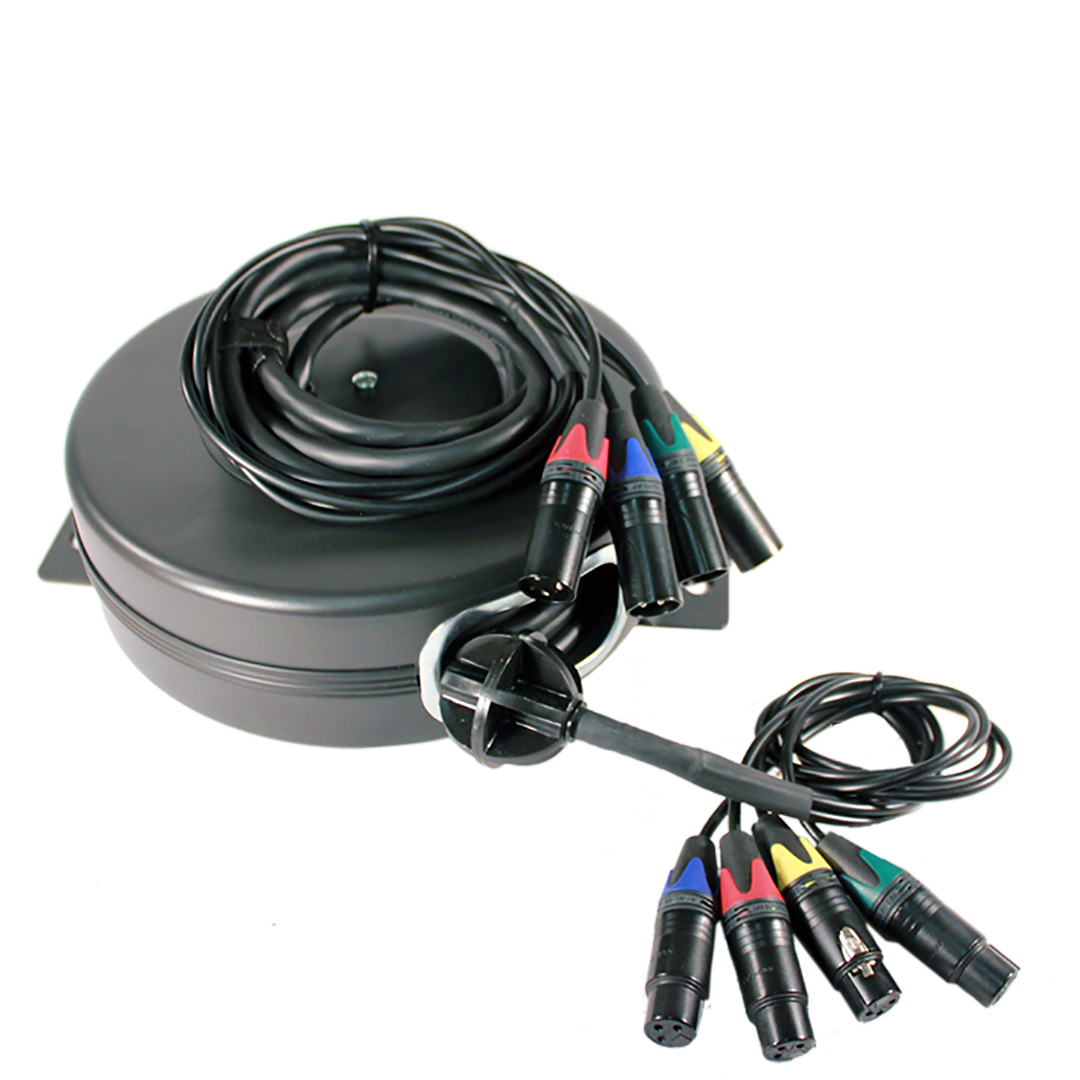 [ XLR425S ] Stage Ninja 25 Foot Retractable 4 Channel XLR Cable Reel